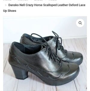 Dansko Nell  Leather Scalloped Heels Size 37  6.5 7 Dark Academia Office Goth